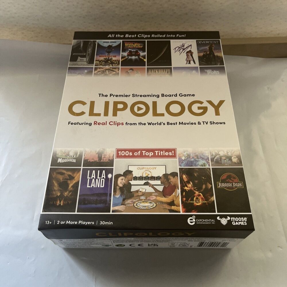 Moose Games Clipology New Premier Streaming Board Party Game Movie TV Trivia